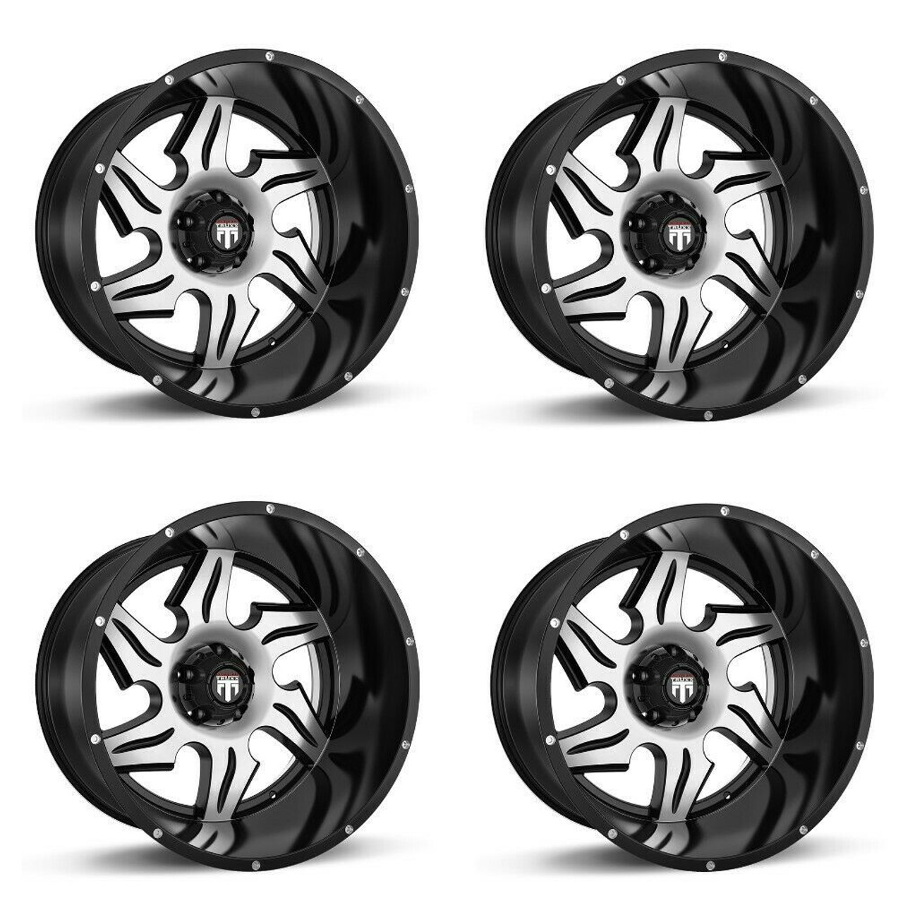 Set 4 20" American Truxx Ninja 20x12 Black Machined 5x150 Wheels -44mm Rims