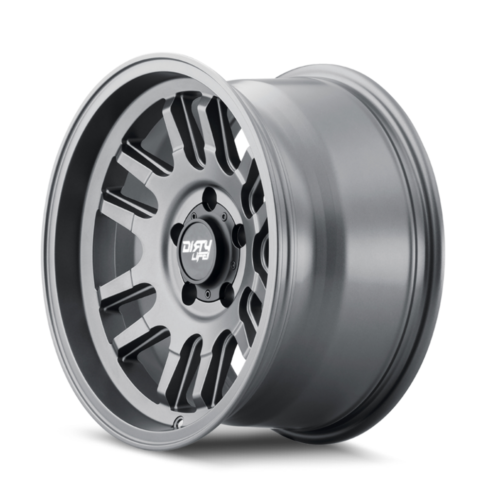 Set 4 17" Dirty Life Canyon 17x9 Satin Graphite 6x5.5 Wheels -12mm Lifted Rims