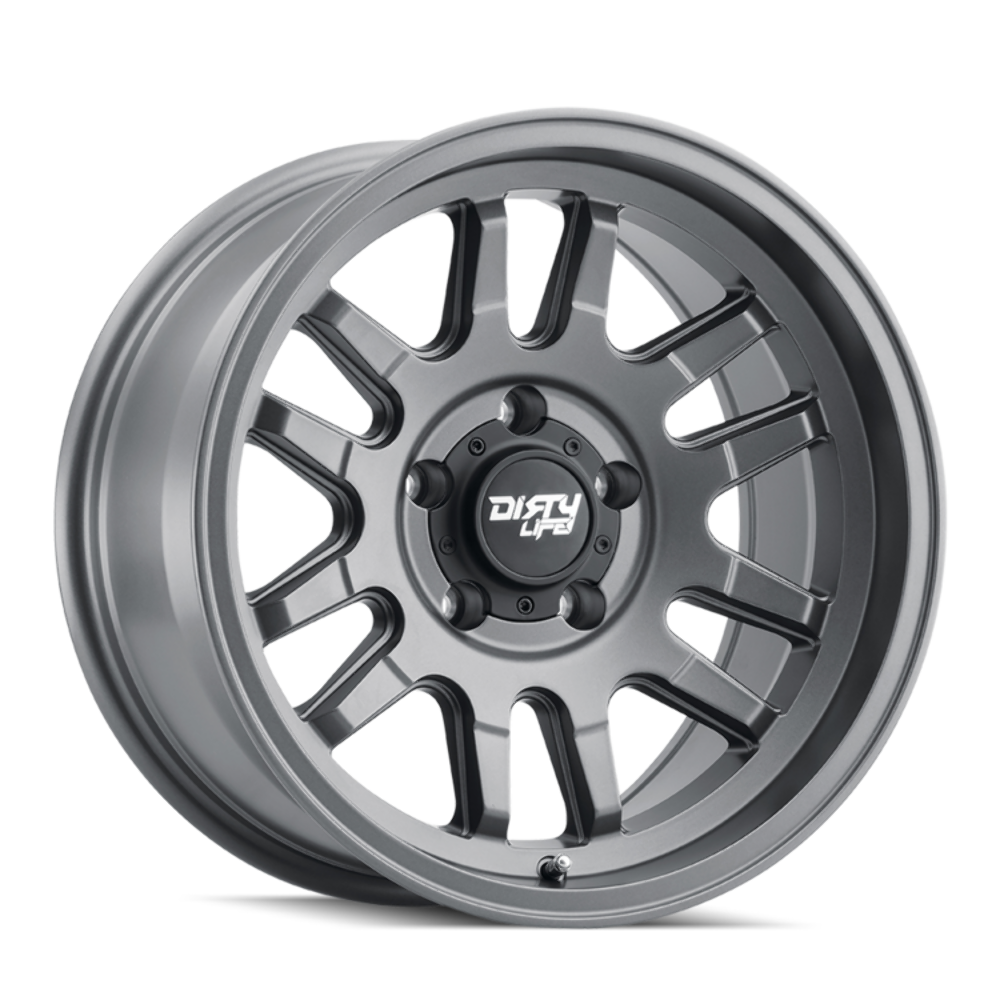Set 4 17" Dirty Life Canyon 17x9 Satin Graphite 6x5.5 Wheels -12mm Lifted Rims