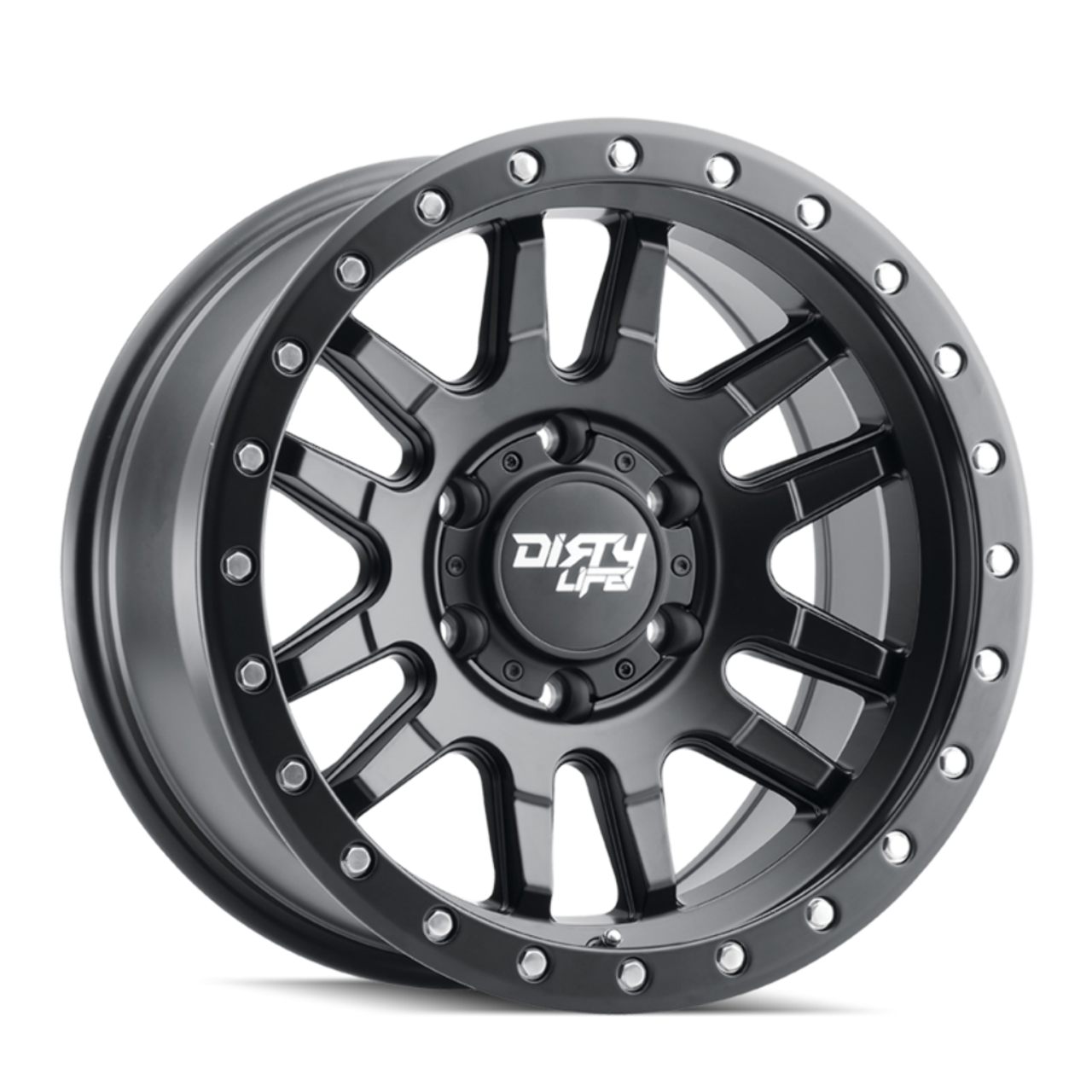 17" Dirty Life Canyon Pro 17x9 Matte Black Simulated Ring 6x5.5 Wheel -12mm Rim