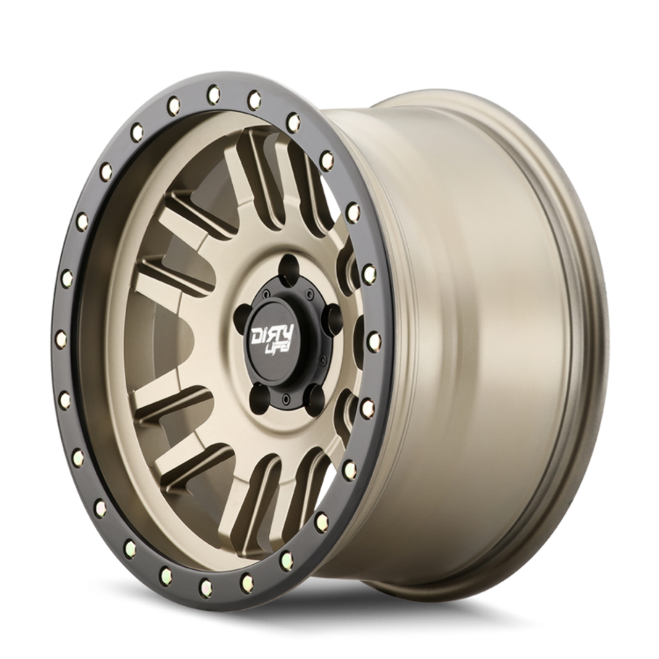 17" Dirty Life Canyon Pro 17x9 Satin Gold W Simulated Ring 5x5 Wheel -12mm Rim