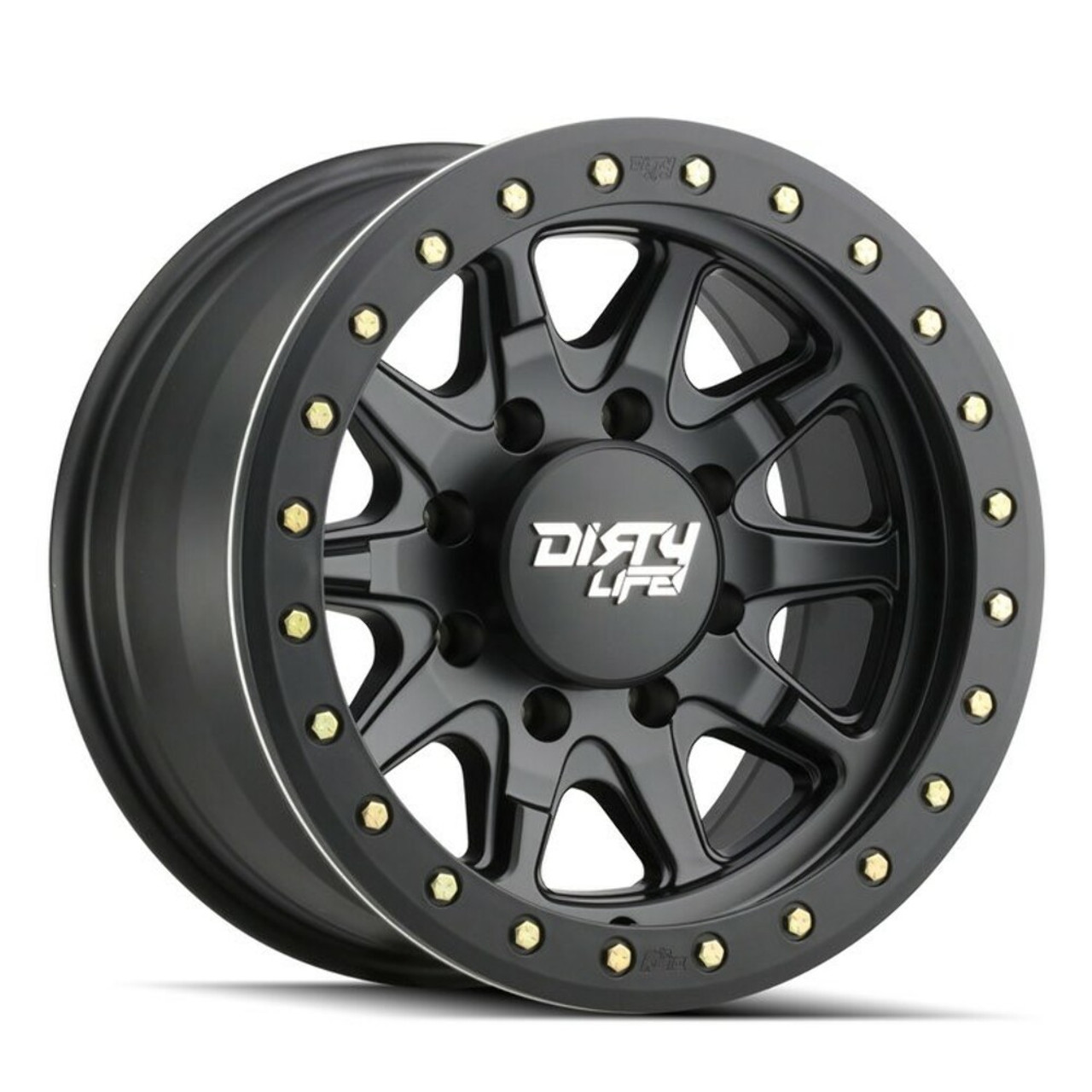 17" Dirty Life Dt-2 17x9 Matte Black W Simulated Ring 8x6.5 Wheel -12mm Rim
