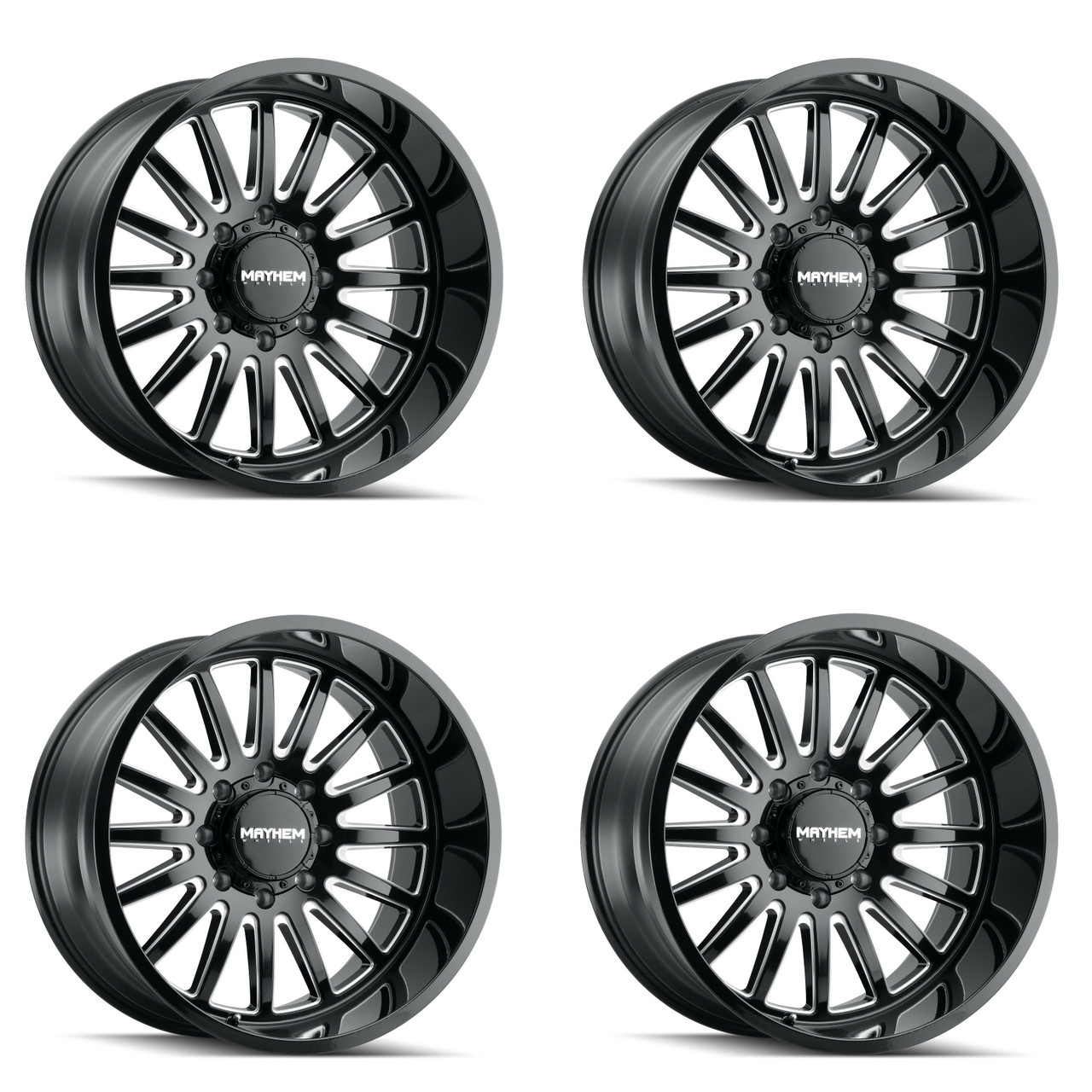 Set 4 20" Mayhem Utopia 20x9 Black Milled 8x170 Wheels 0mm For Ford Truck Rims