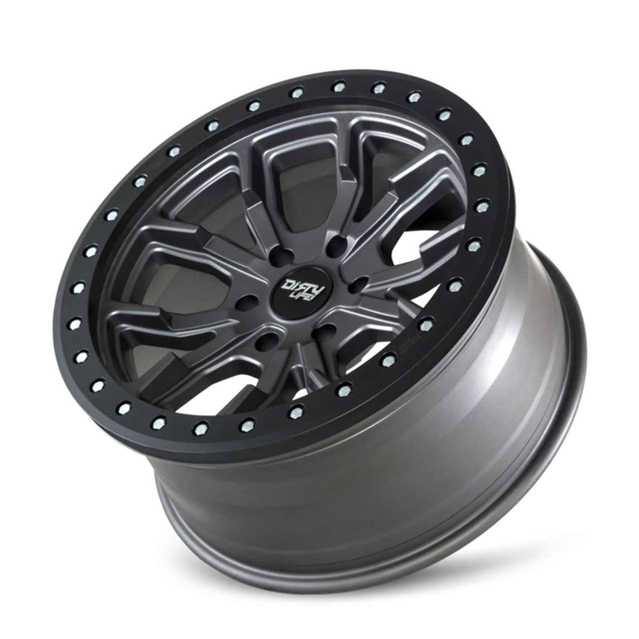 Set 4 17" Dirty Life DT-1 17x9 Matte Gunmetal W Simulated Ring 5x5 Wheels -12mm