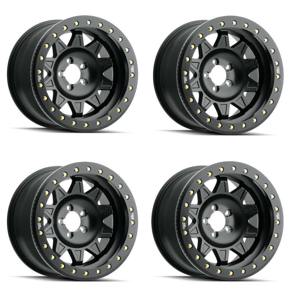 Set 4 17" Dirty Life Roadkill Race 17x9 Black Simulated Ring 6x5.5 Wheels -14mm