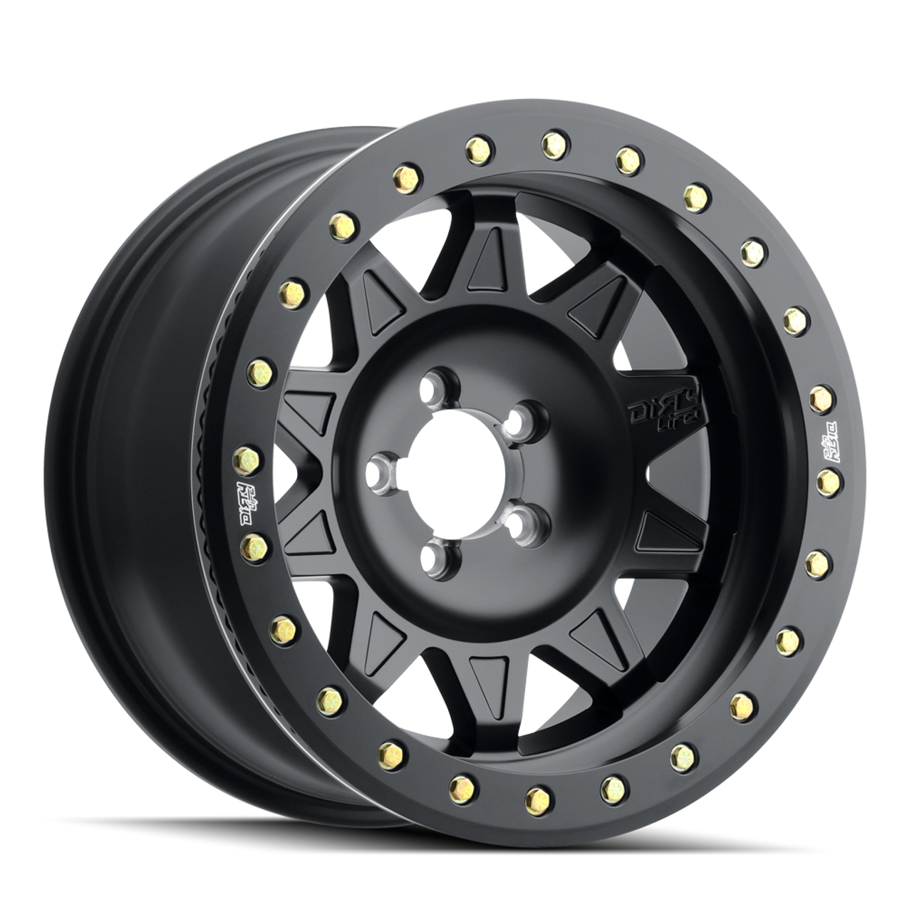 Set 4 17" Dirty Life Roadkill 17x9 Matte Black W Simulated Ring 8x170 -14mm Rims