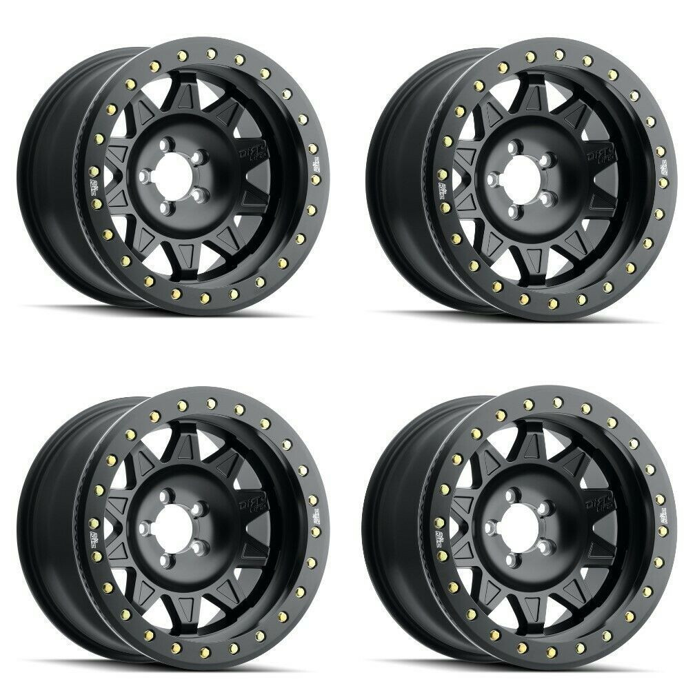 Set 4 17" Dirty Life Roadkill Race 17x9 Black Simulated Ring 6x135 Wheels -14mm