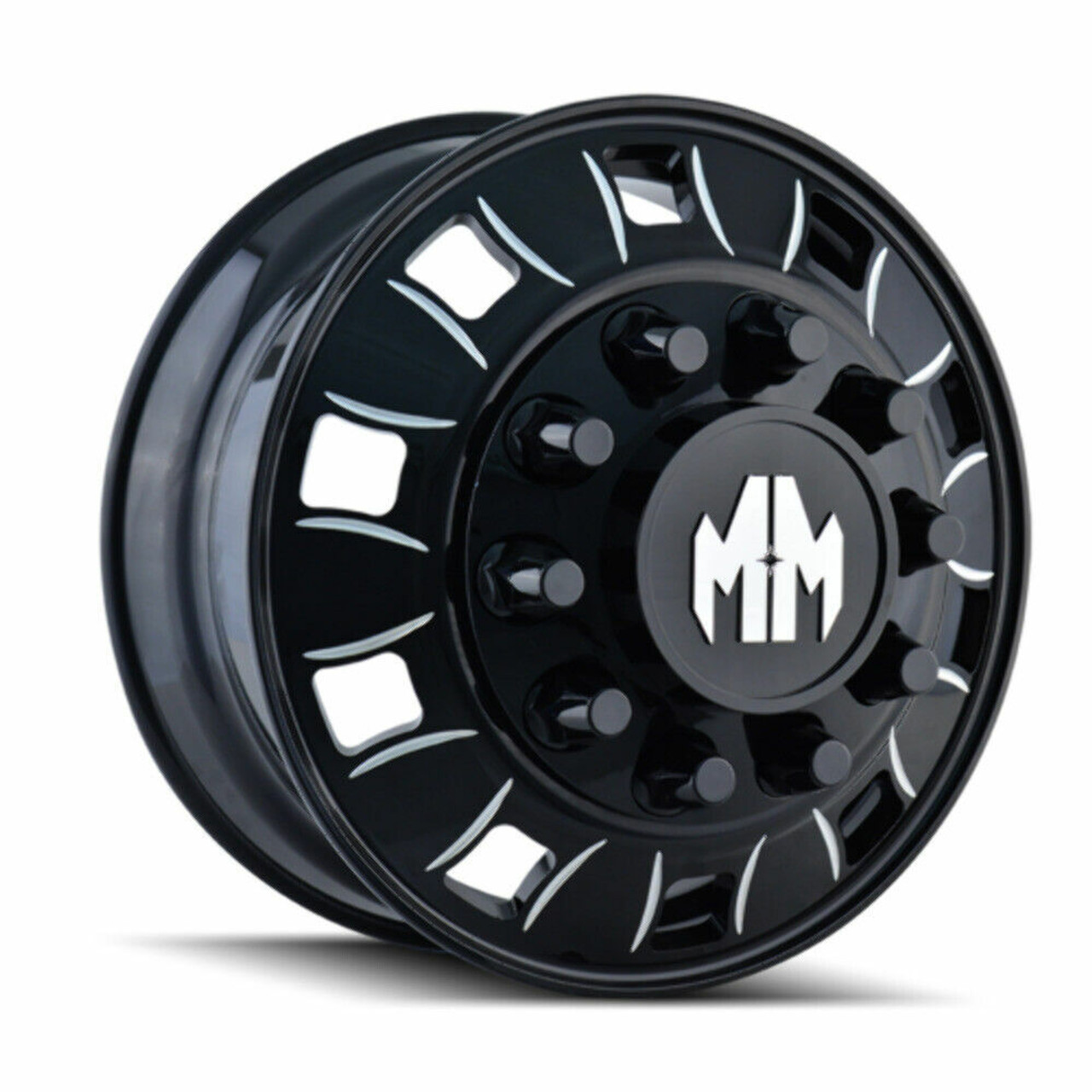 24.5" Mayhem Bigrig 24.5x8.25 Rear Black Milled Spokes 10x285.75 Wheel 168mm Rim