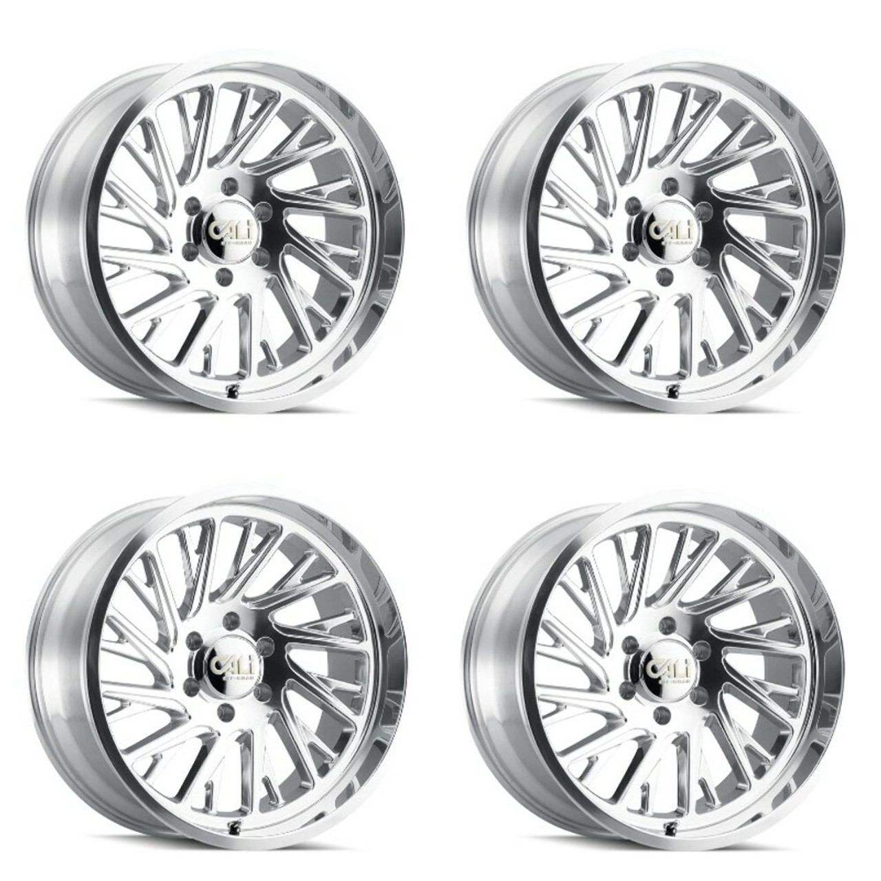 Set 4 20" Cali Off-Road Purge 20x10 Polished Milled Spokes 8x170 Wheels -25mm