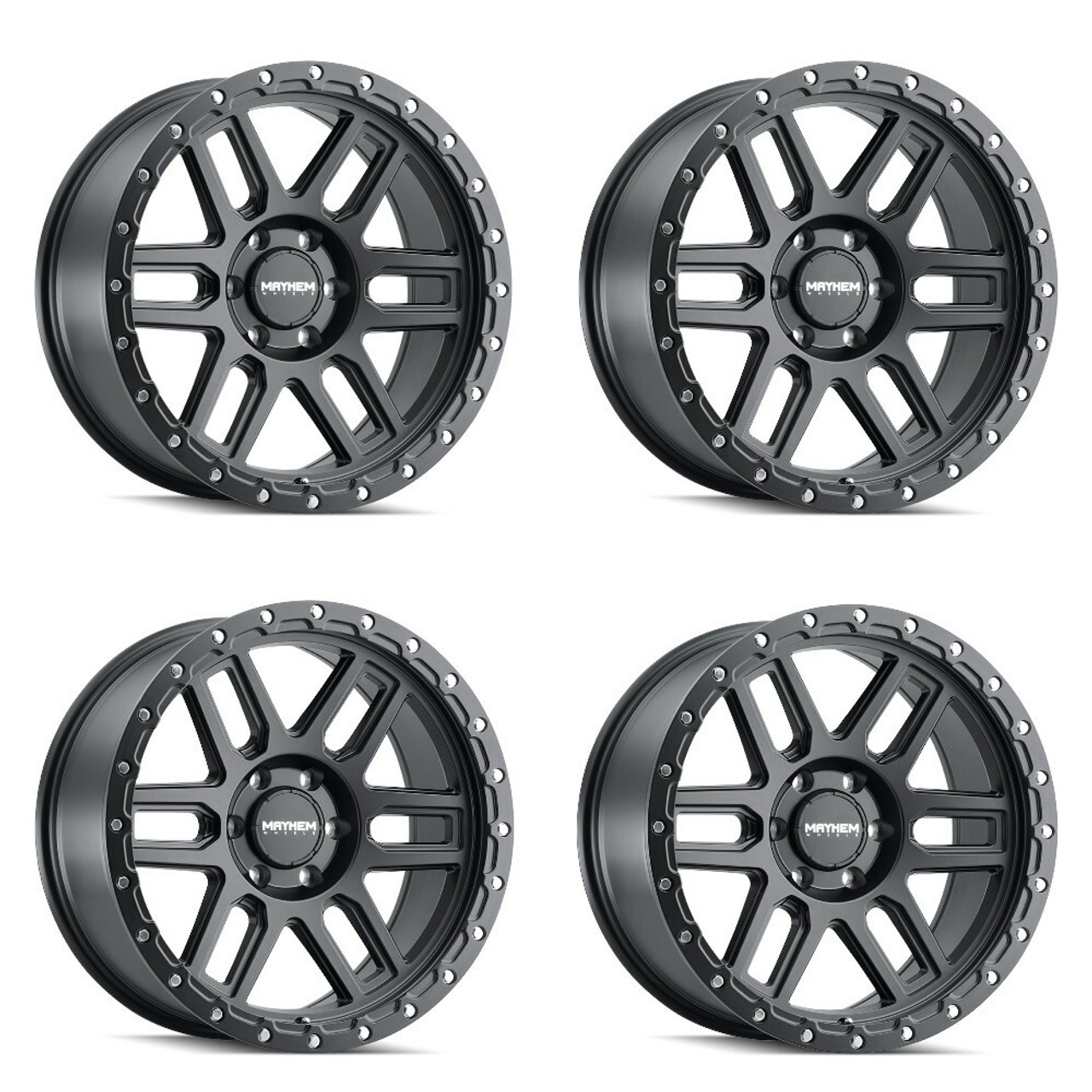 Set 4 20" Mayhem Delta 20x9 Matte Black 5x5 Wheels -12mm For Jeep Truck Rims