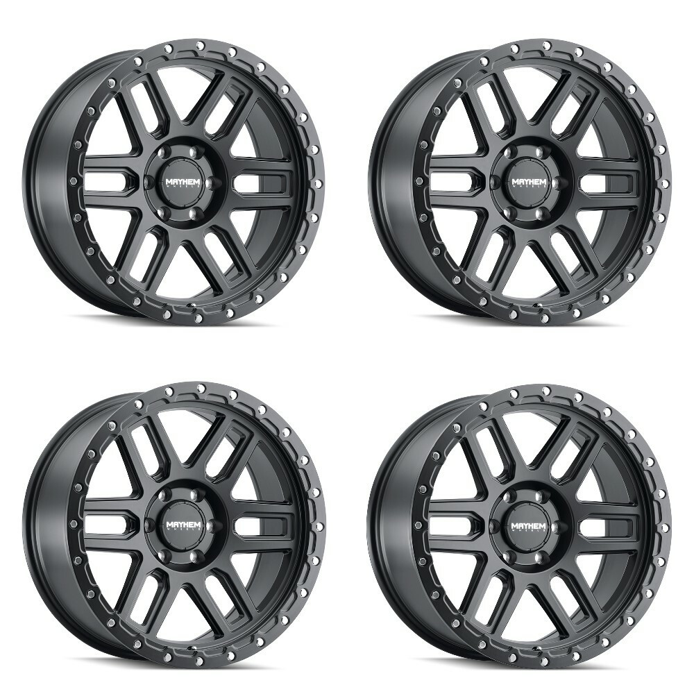Set 4 20" Mayhem Delta 20x9 Matte Black 5x5 Wheels -12mm For Jeep Truck Rims