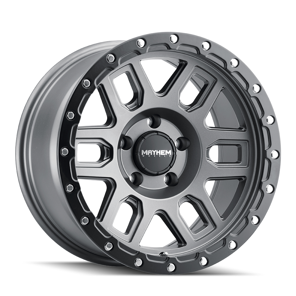 Set 4 20" Mayhem Delta 20x9 Matte Gunmetal W  Matte Black Lip 6x5.5 Wheels 0mm