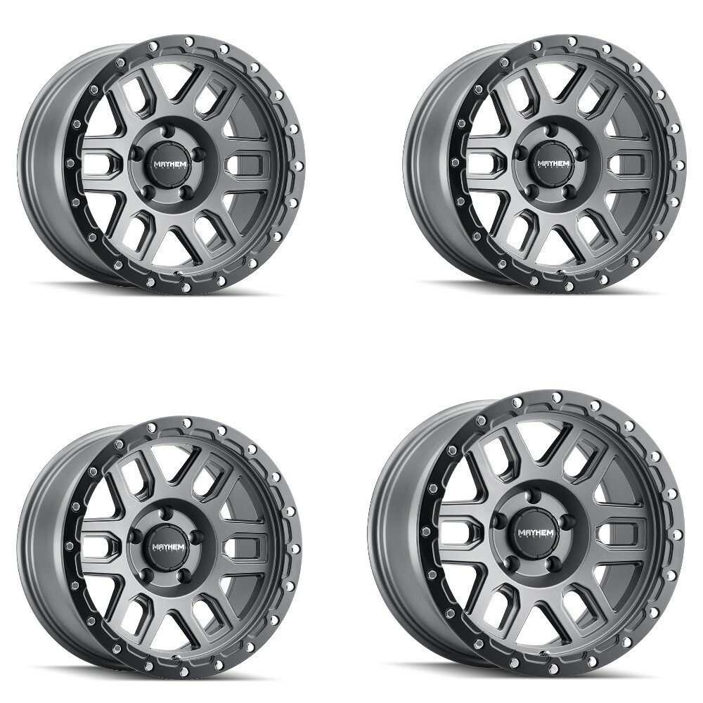Set 4 20" Mayhem Delta 20x9 Matte Gunmetal W  Matte Black Lip 6x5.5 Wheels 0mm