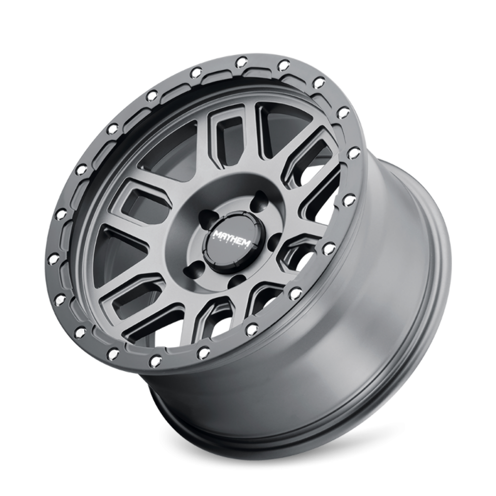 17" Mayhem Delta 17x9 Matte Gunmetal Matte Black Lip 5x5 -12mm For Chevy GMC Rim