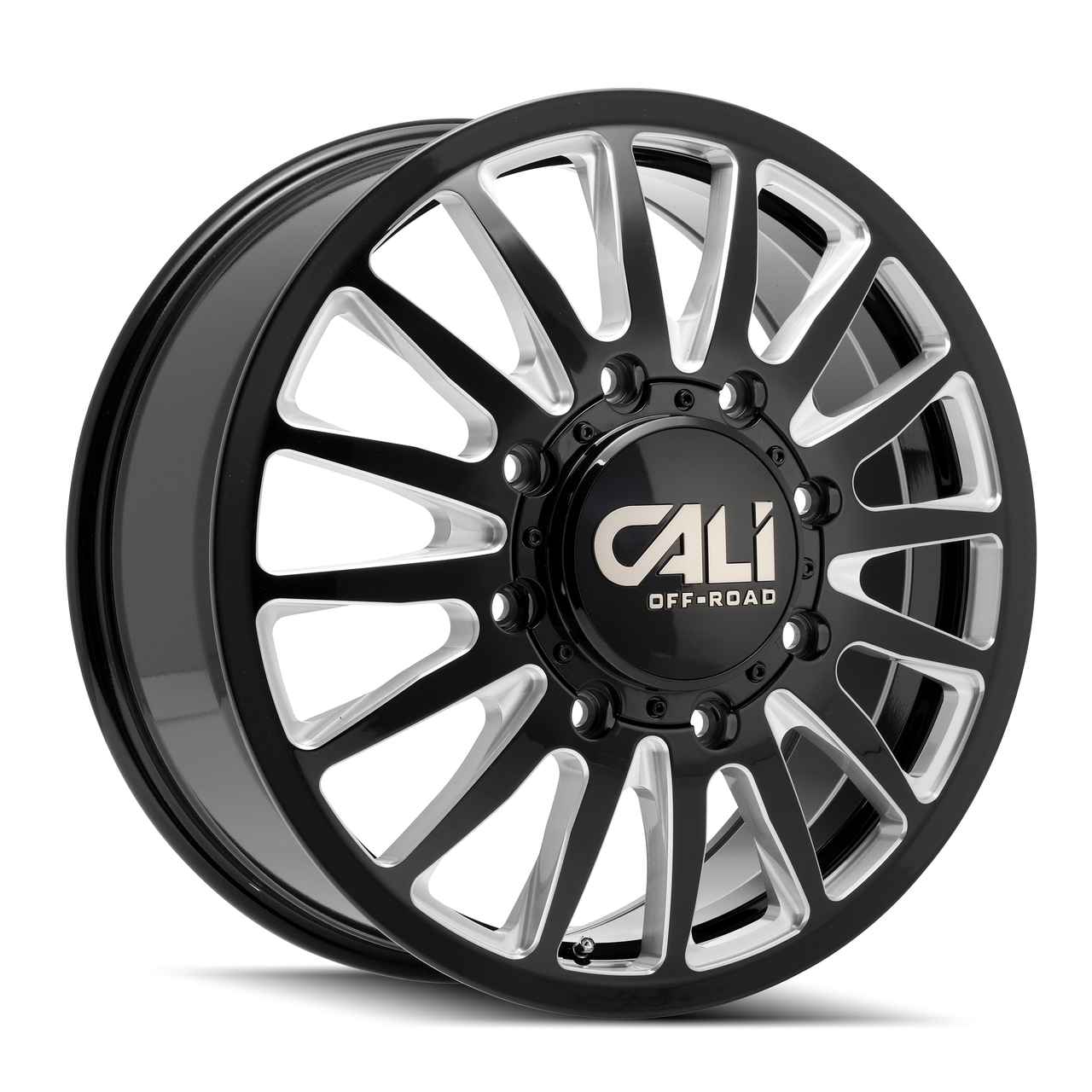 20" Cali Off-Road Summit Dually 20x8.25 Black Milled 8x6.5 Front Wheel 115mm Rim