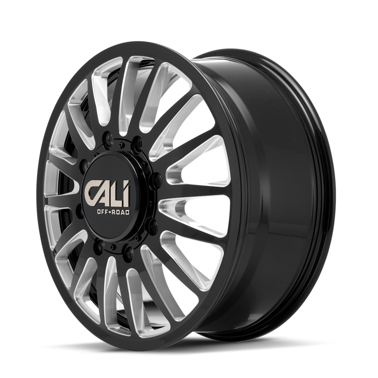 22" Cali Off-Road Summit Dually 22x8.25 Black Milled 8x6.5 Front Wheel 115mm Rim