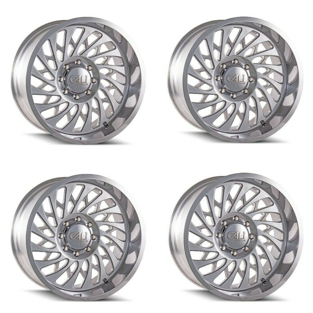 Set 4 20" Cali Off-Road Switchback 20x12 Polished Milled Spokes 6x135 Rims -51mm