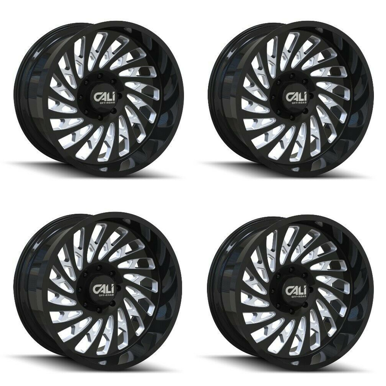 Set 4 20" Cali Off-Road Switchback 20x12 Gloss Black Milled 5x5 Wheels -51mm Set 4 20" Cali Off-Road Switchback 20x12 Gloss Black Milled 5x5 Wheels -51mm