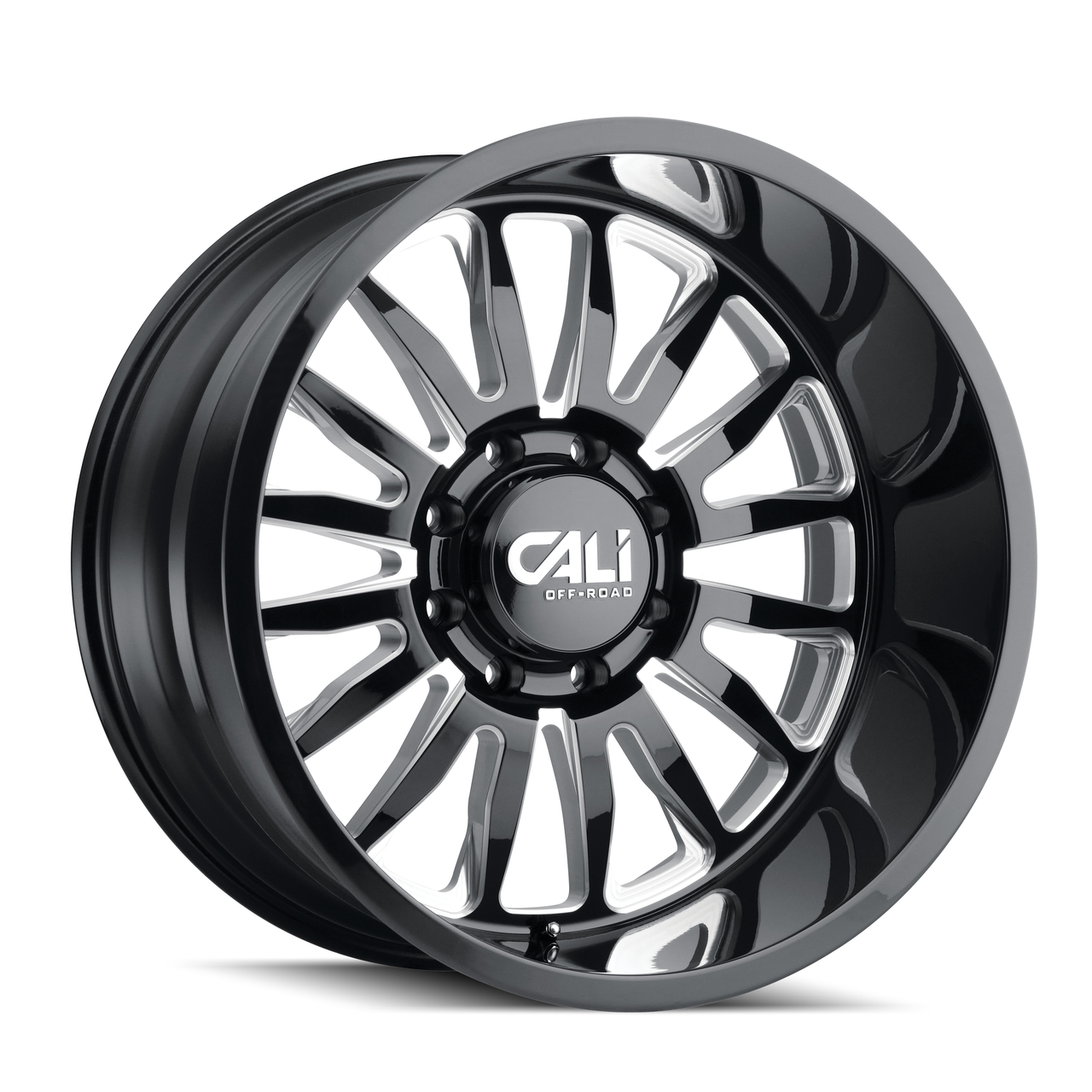 22" Cali Off-Road Summit 22x10 Gloss Black Milled Spokes 8x6.5 Wheel 0mm Rim
