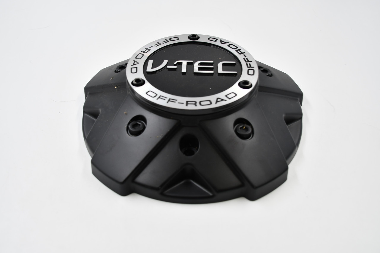 V-TEC Off Road Matte Black w/ Machined & Black Ornament Wheel Center Cap Hub Cap C394-8-CAP-2 9.125"