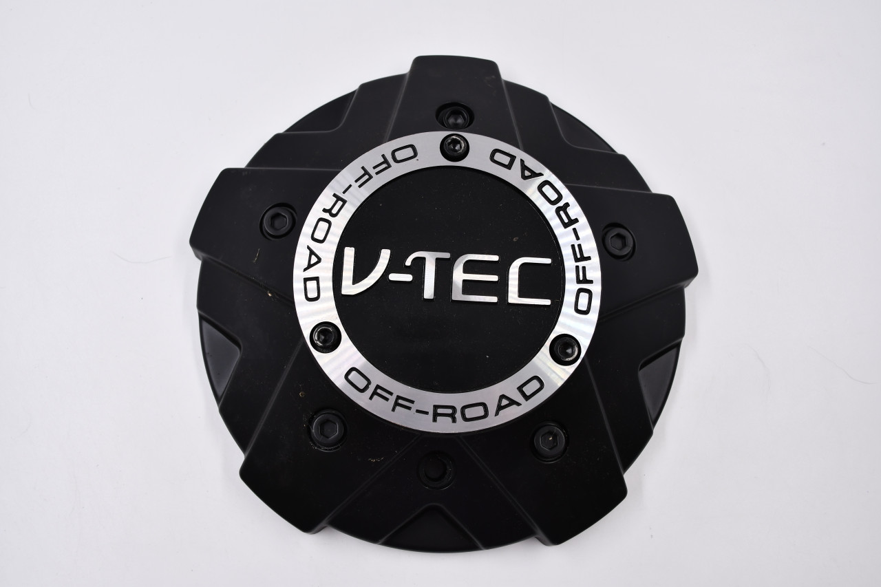 V-TEC Off Road Matte Black w/ Machined & Black Ornament Wheel Center Cap Hub Cap C394-8-CAP-2 9.125"