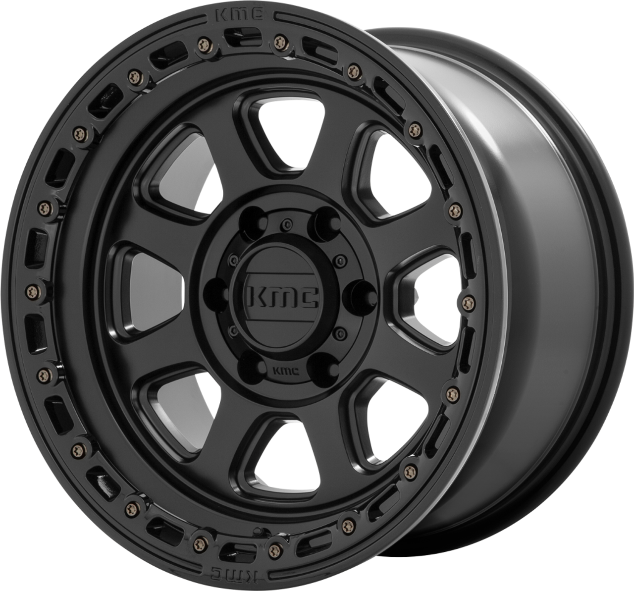 Set 4 KMC KM548 Chase 20x9 6x5.5 Satin Black With Gloss Black Lip Wheels 20" 0mm