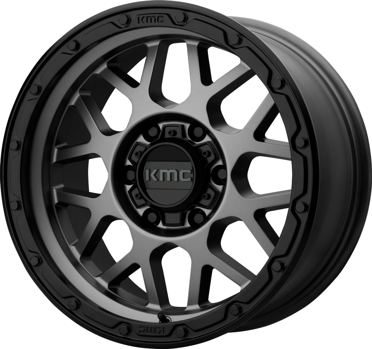 Set 4 KMC KM535 Grenade Off-Road 18x8.5 6x5.5 Gray Black Wheels 18" 35mm