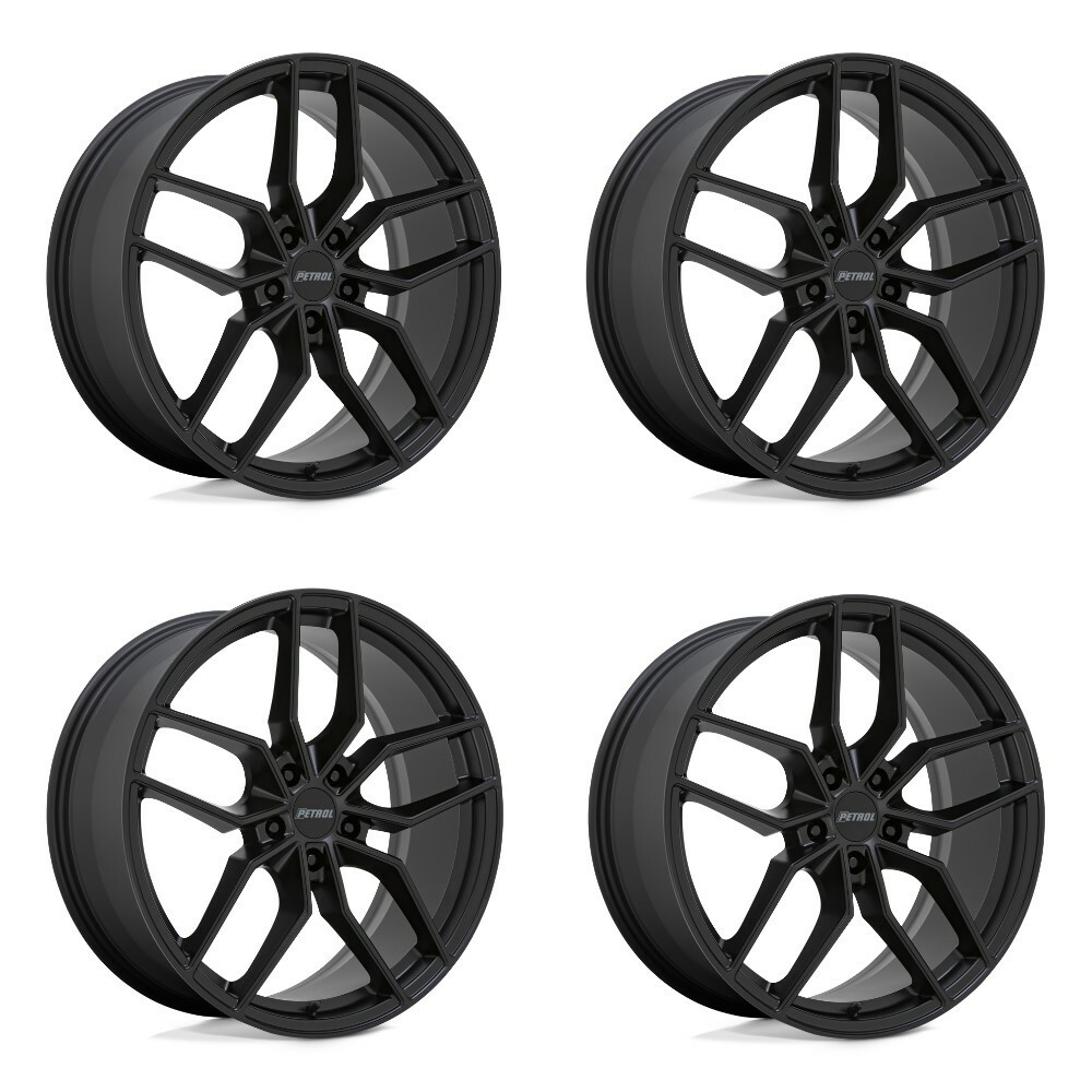 Set 4 18" Petrol P5C 18x8 5x120 Matte Black Wheels 35mm Rims