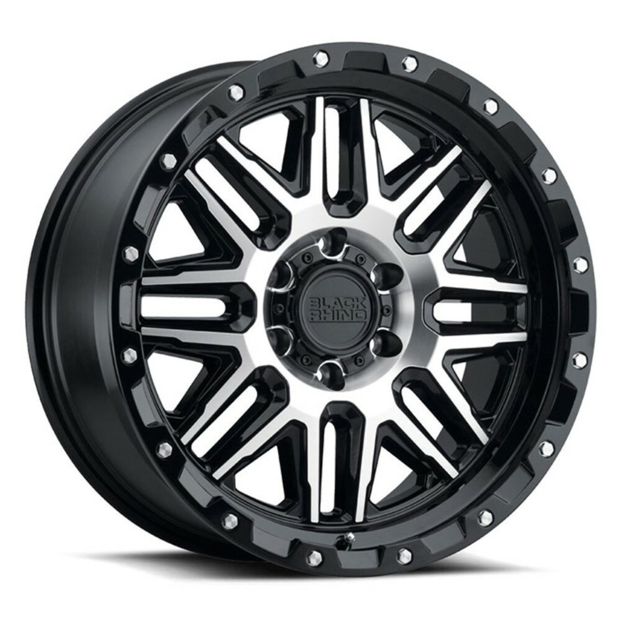 17" Black Rhino Alamo 17x9 Gloss Black MachFace Stainless Bolts 8x6.5 Wheel 6