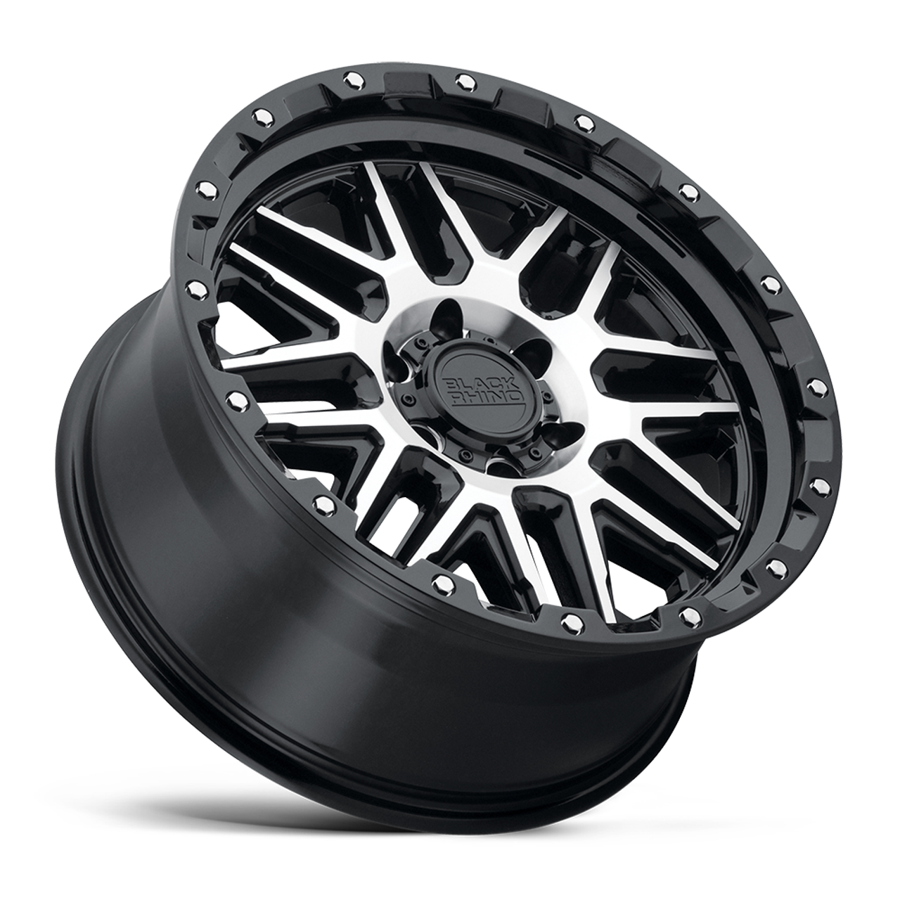 17" Black Rhino Alamo 17x9 Gloss Black MachFace Stainless Bolts 8x6.5 Wheel 6