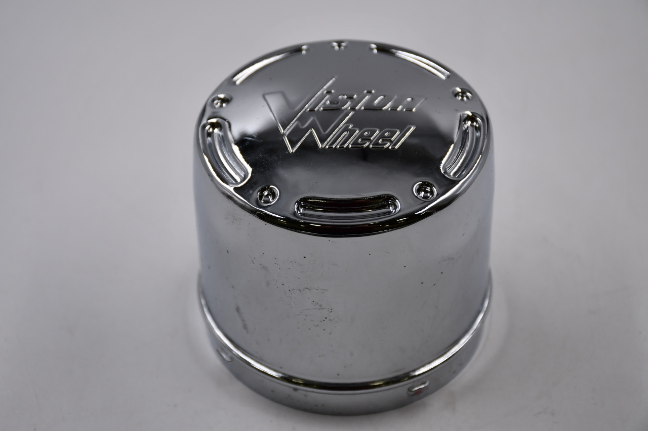 Vision Wheels Chrome Wheel Center Cap Hub Cap C181-V(VWLOGO) 3.125" Push Thru, Older Logo