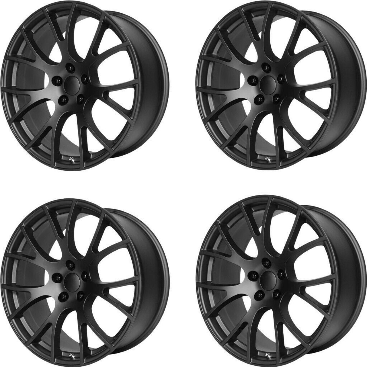 Set 4 Performance Replicas PR161 22x11 5x115 Matte Black Wheels 22" 18mm Rims