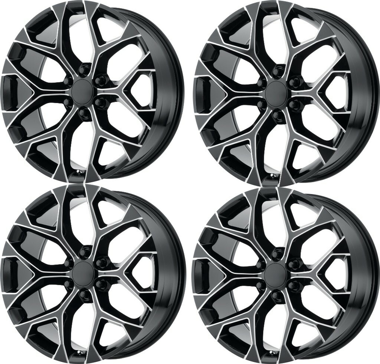 Set 4 Performance Replicas PR176 22x9 6x5.5 Gloss Black Milled Wheels 22" 24mm