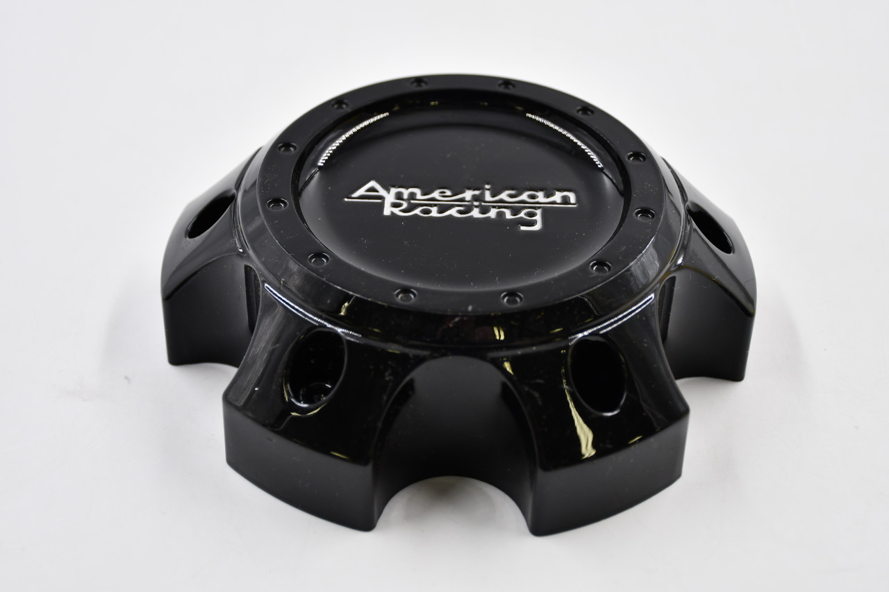 American Racing Gloss Black w/ Silver Logo Wheel Center Cap Hub Cap 1529S04 5.75" 6 Lug
