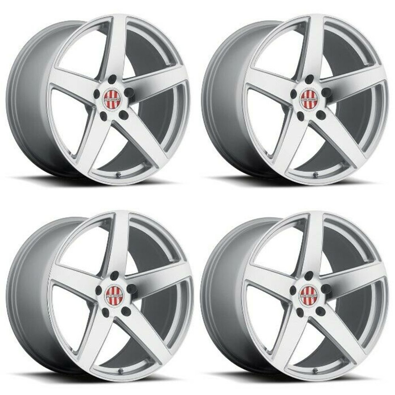 Set 4 Victor Equipment Baden 18x11 5x130 Silver W/ Mirror Face Wheels 18" 36mm