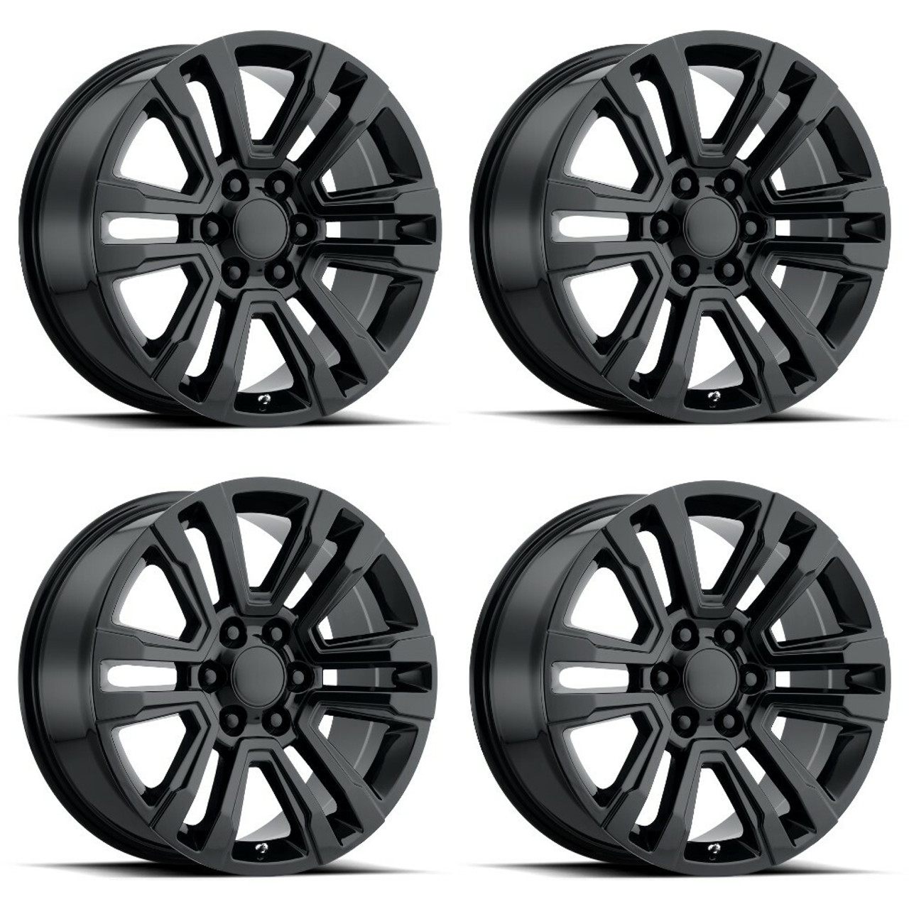 Set 4 Performance Replicas PR182 22x9 6x5.5 Gloss Black Wheels 22" 24mm Rims