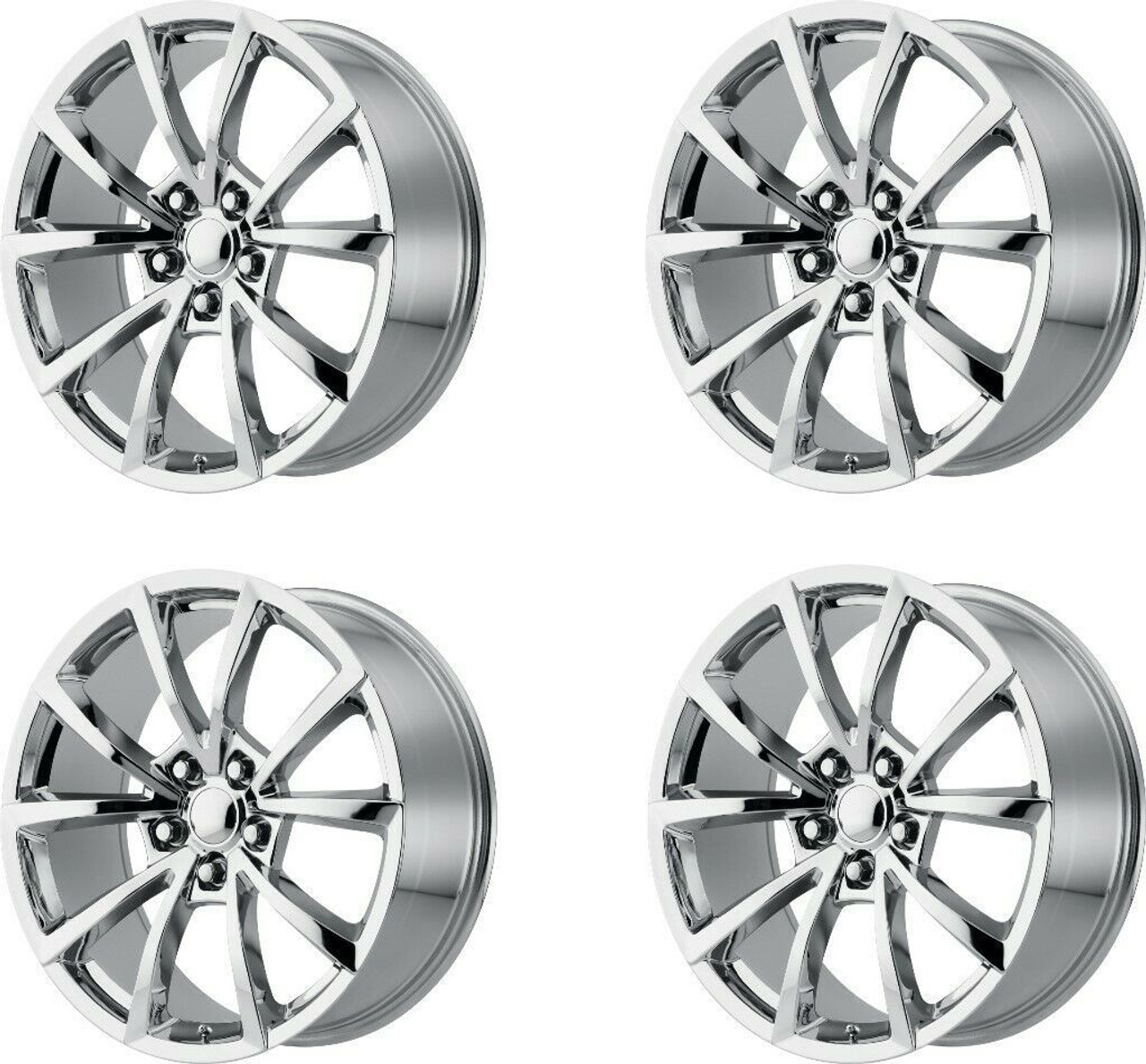 Set 4 Performance Replicas PR184 20x9 5x5 Chrome Wheels 20" 34mm Rims