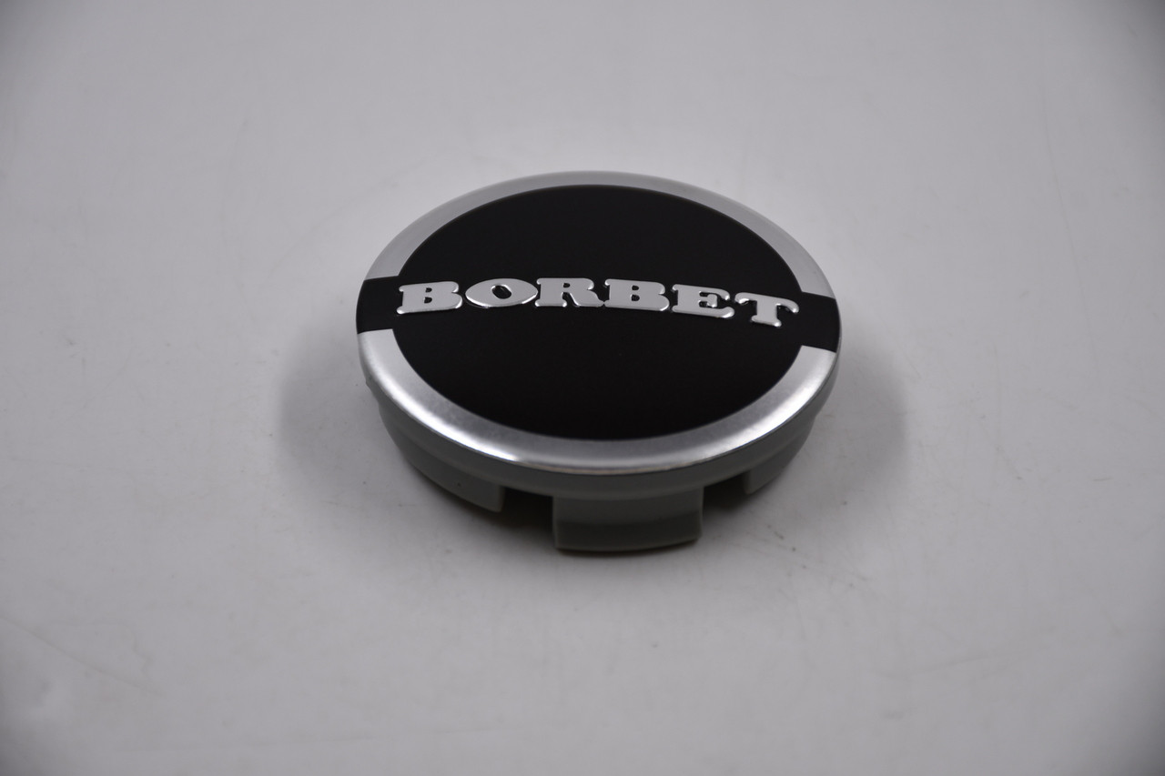 Borbet Satin Black w/ Brushed Aluminum Logo Wheel Center Cap Hub Cap 74404(BRALU) 2.25" Snap In