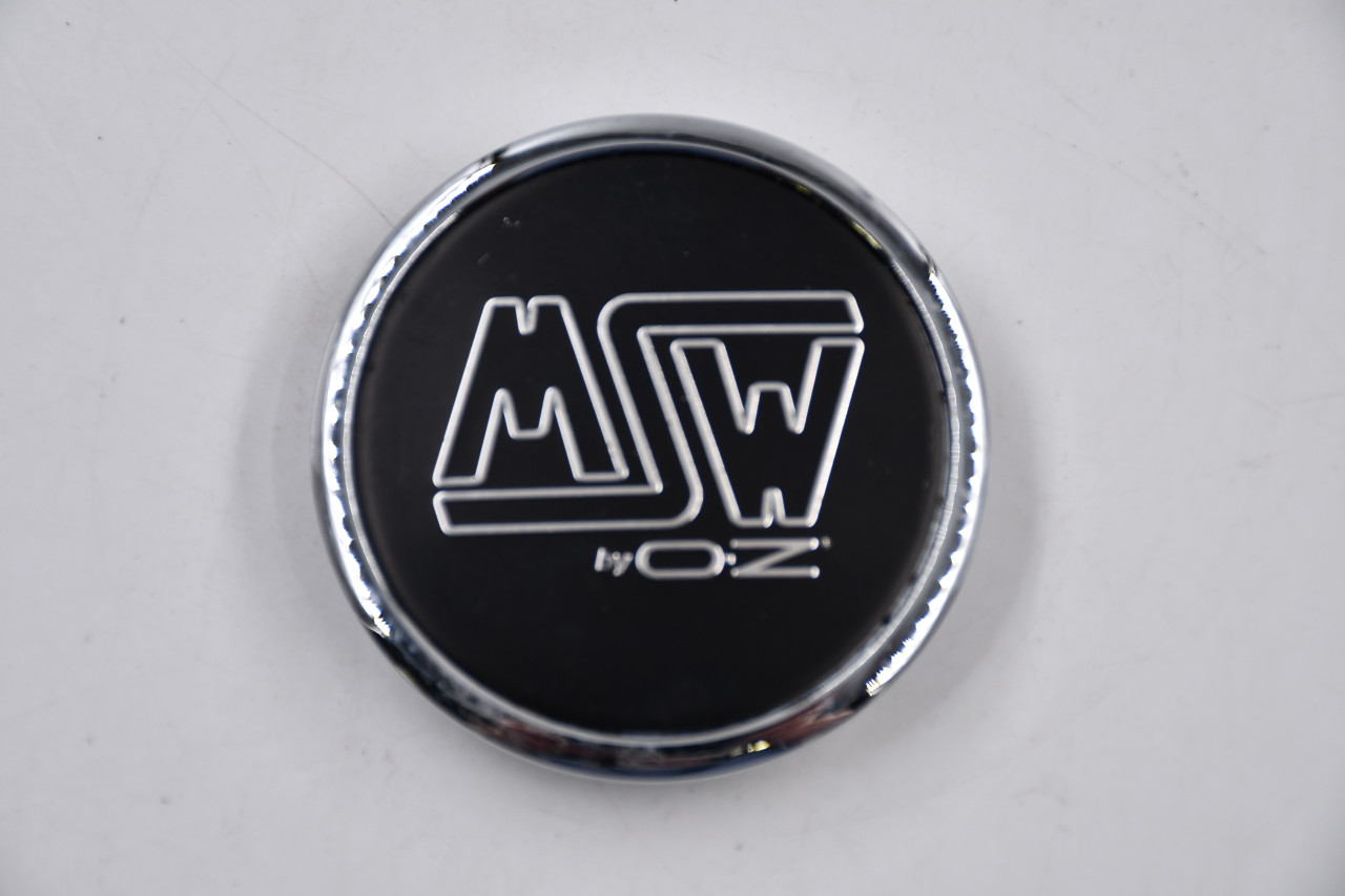 MSW by OZ Chrome w/ Black & Chrome Outline Logo Wheel Center Cap Hub Cap PMC566 2.75" Snap In