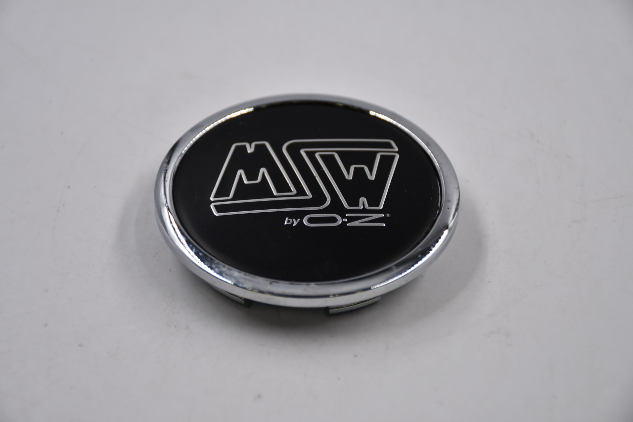 MSW by OZ Chrome w/ Black & Chrome Outline Logo Wheel Center Cap Hub Cap PMC566 2.75" Snap In