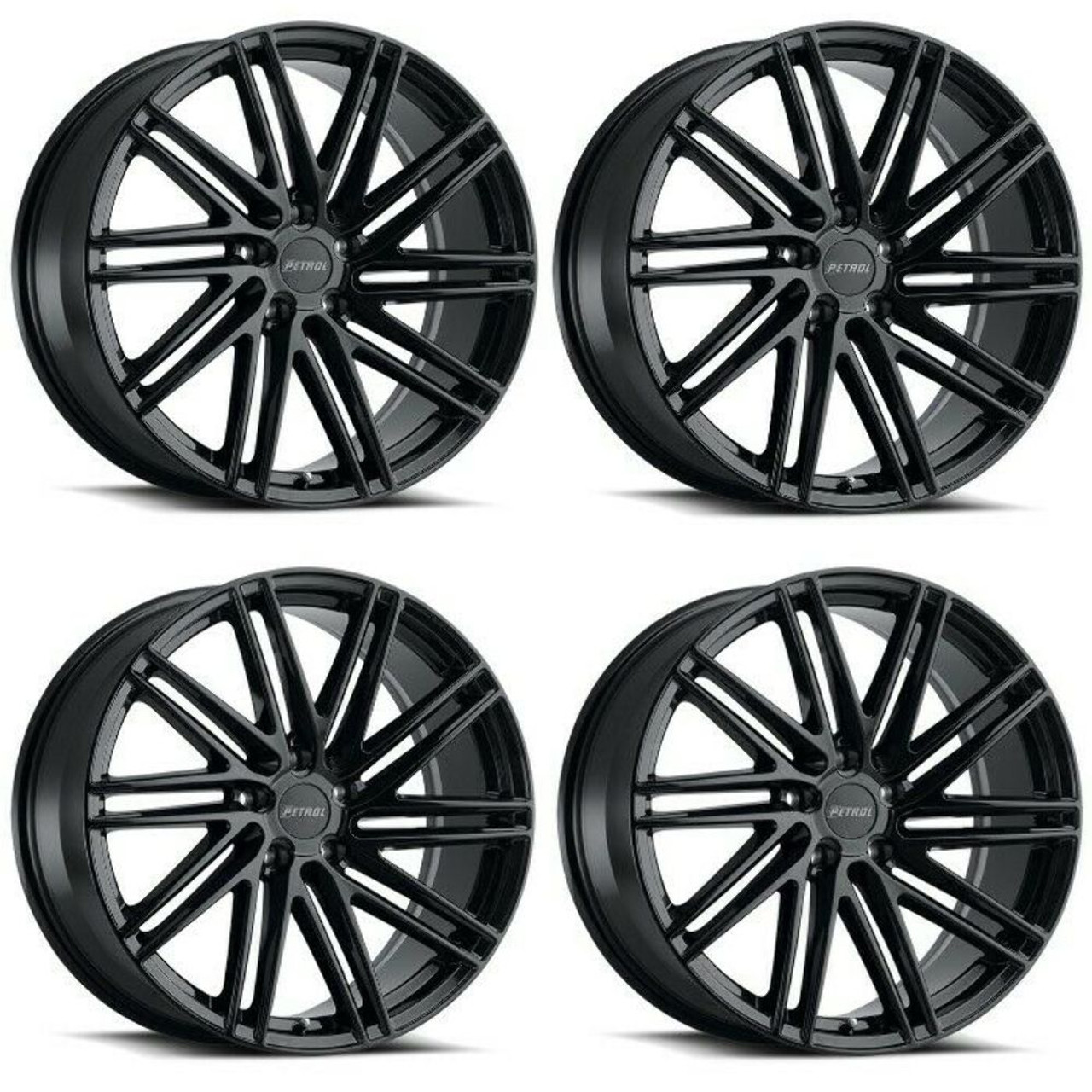 Set 4 Petrol P1C 18x8 5x120 Gloss Black Wheels 18" 35mm Rims