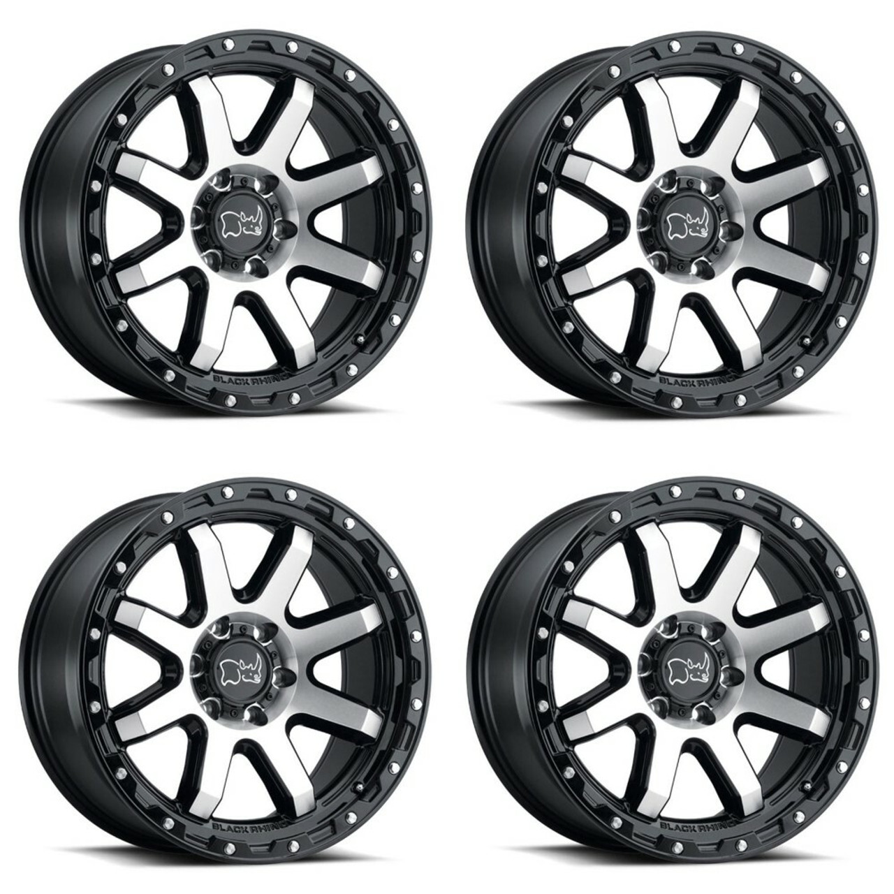 Set 4 Black Rhino Coyote 18x9 5x5 Black Machine Stainless Bolts Wheels 18" -18mm