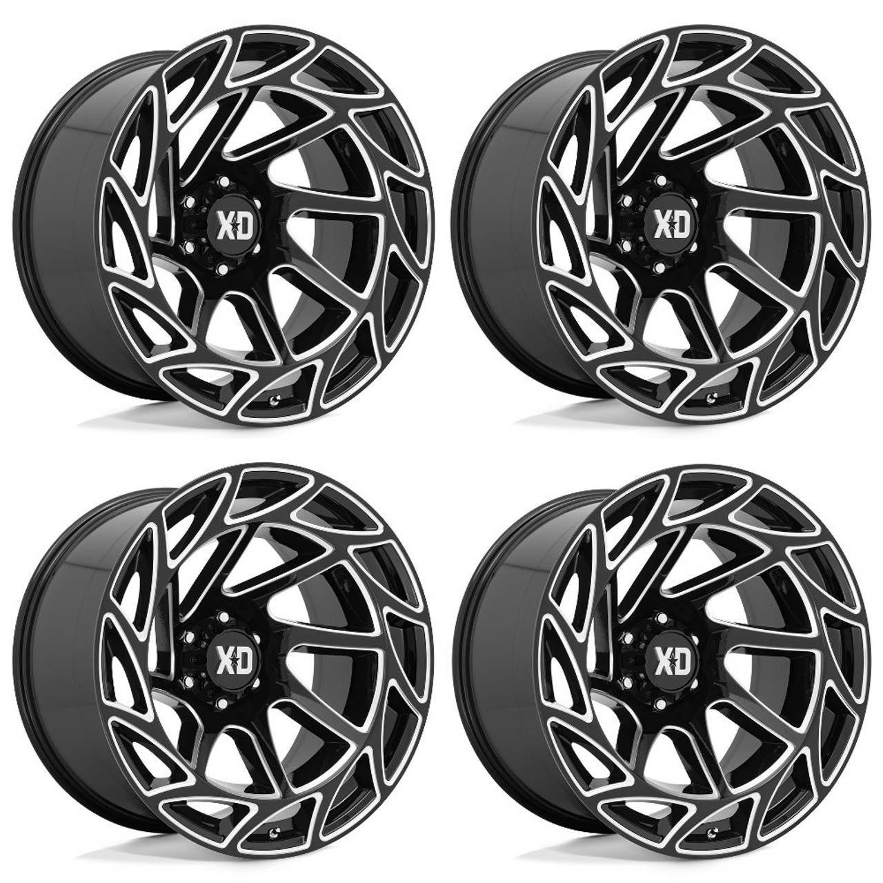 Set 4 XD XD860 Onslaught 20x10 6x135 Gloss Black Milled Wheels 20" -18mm Rims Set 4 XD XD860 Onslaught 20x10 6x135 Gloss Black Milled Wheels 20" -18mm Rims