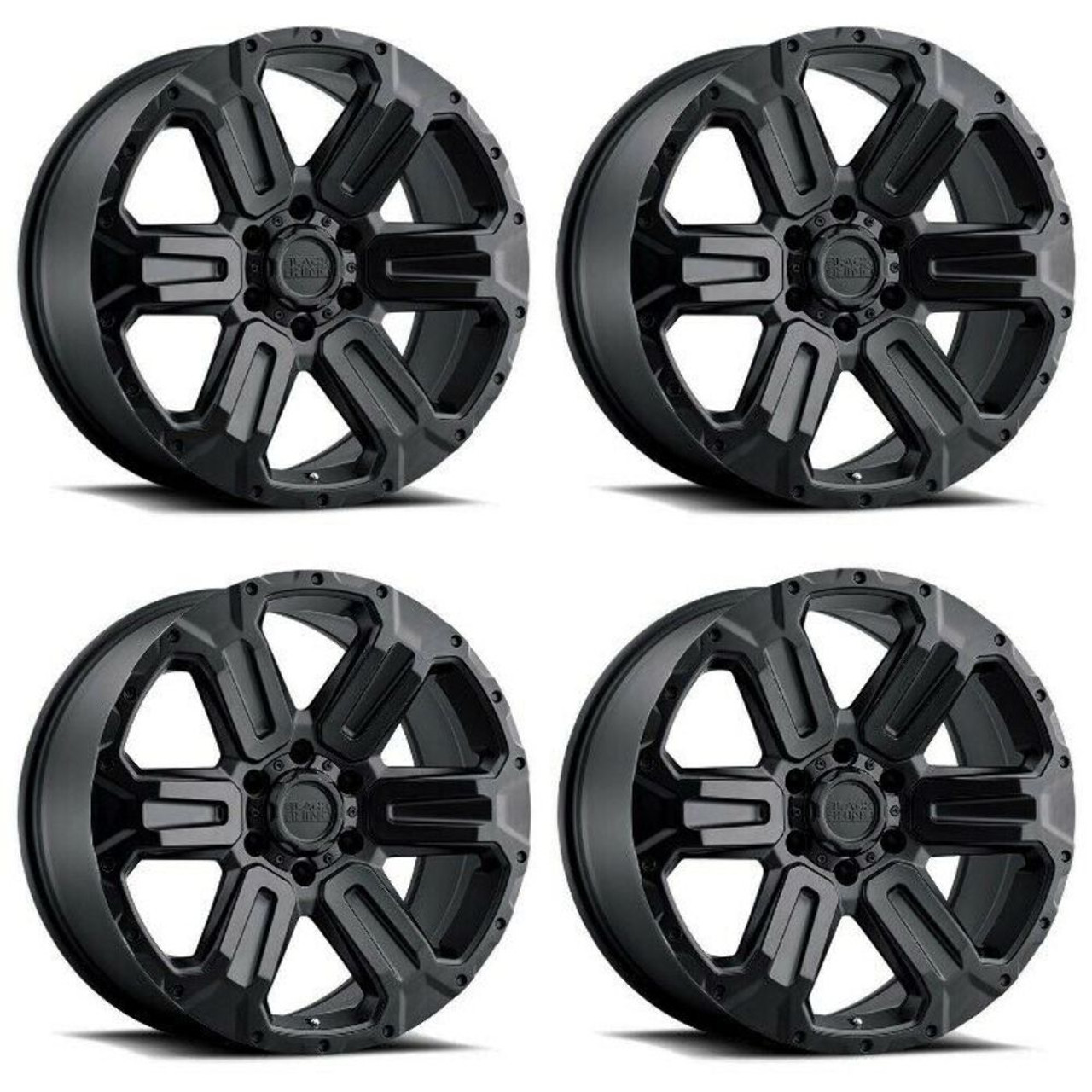 Set 4 Black Rhino Wanaka 18x9 6x135 Matte Black Wheels 18" 12mm Rims For Lincoln