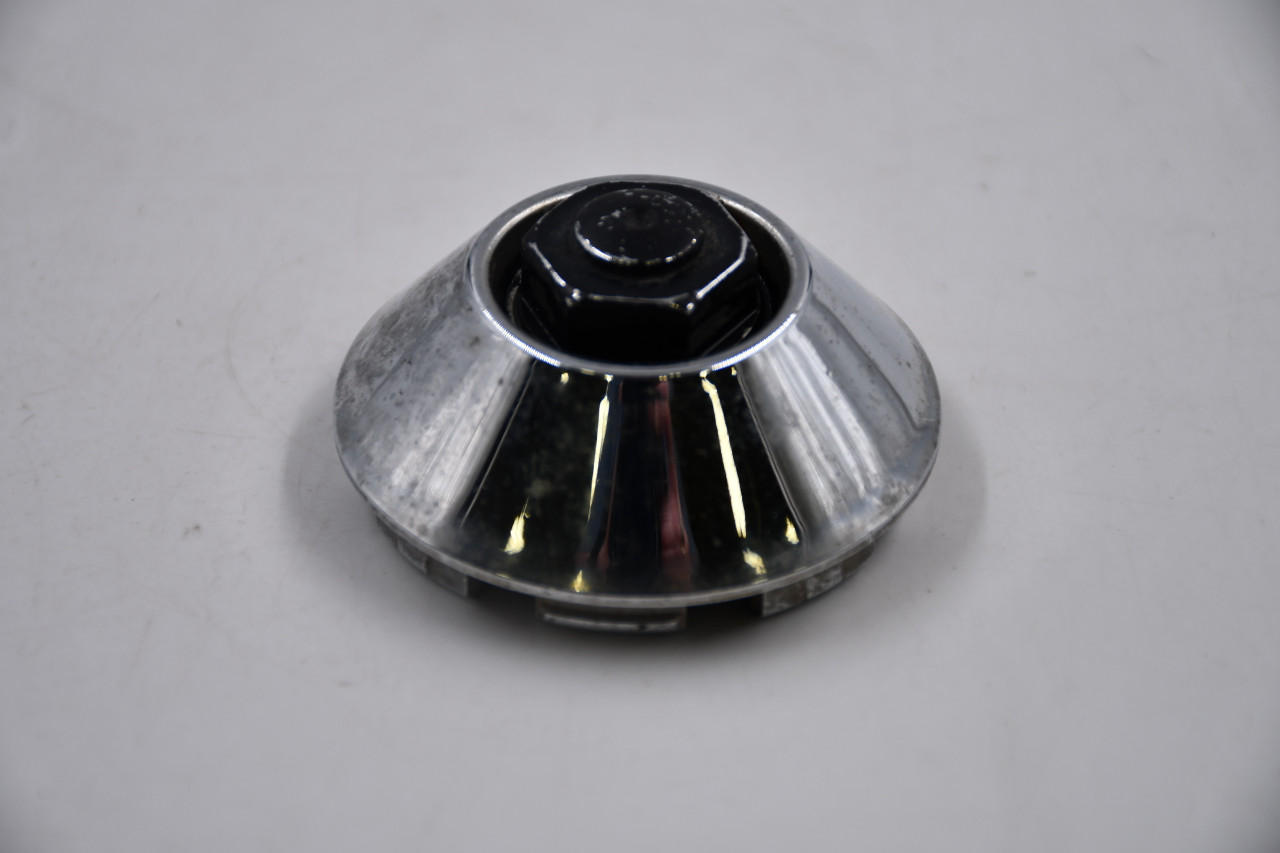 Blank Chrome w/ Black Center Cosmetic Bolt Wheel Center Cap Hub Cap BLANK/2.25 2.25" No Logo/Insert