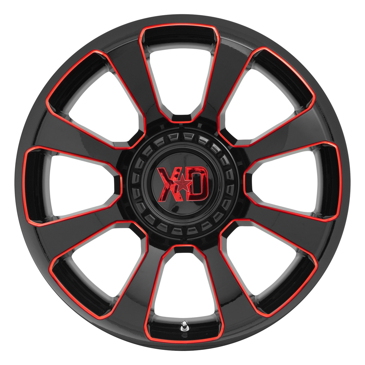 Set 4 XD XD854 Reactor 20x10 5x5.5 5x150 Black Milled Red Tint Wheels 20" -18mm