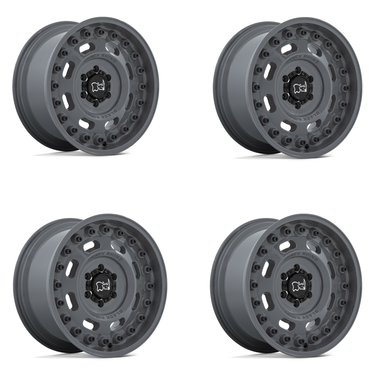 Set 4 Black Rhino Axle 18x9.5 8x6.5 Battleship Gray Wheels 18" -18mm Lifted Rims