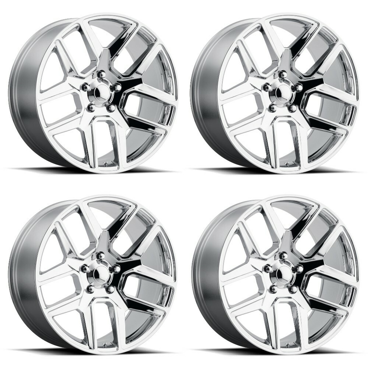 Set 4 Performance Replicas PR192 22x10 5x5.5 Chrome Wheels 22" 25mm Rims