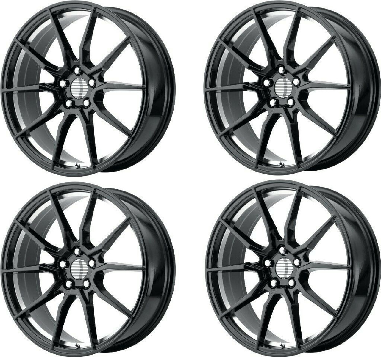 Set 4 Performance Replicas PR193 20x10 5x4.5 Black Machined Wheels 20" 40mm