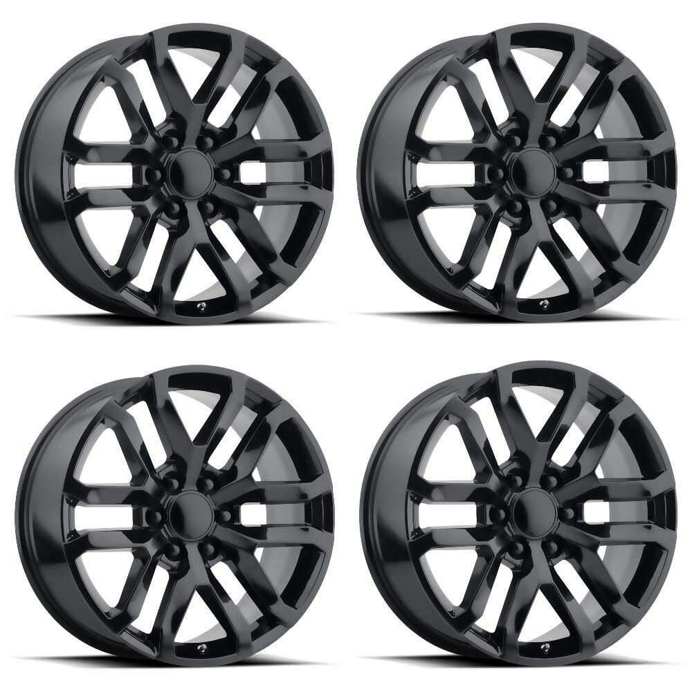 Set 4 Performance Replicas PR196 22x9 6x5.5 Satin Black Wheels 22" 24mm Rims